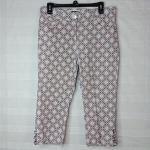 Verve Blues Pink Floral Capri Cropped‎ Pants Women's Size 12